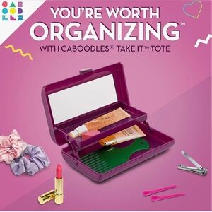 NWT Caboodles Take It Touch Up Tote Cosmetic Case, purple